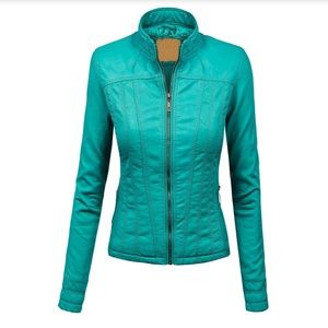 Turqouise Leather Coat